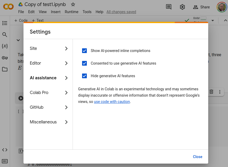 Setting to switch off AI